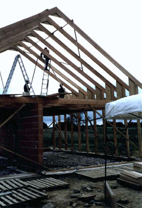 Charpente bois de la maison témoin en paille